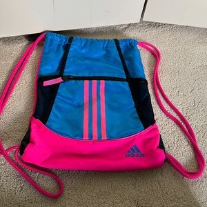 Hot/Neon Pink and Blue Adidas Cinch Sack Bag